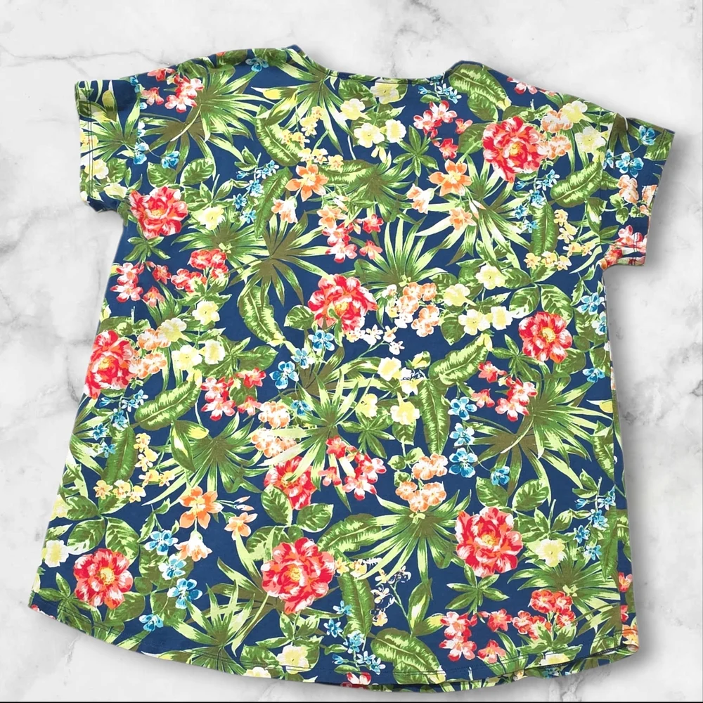 J.Jill Short Sleeve Tropical Shirt Top Blouse Size Medium (M) C88 - Picture 5 of 9